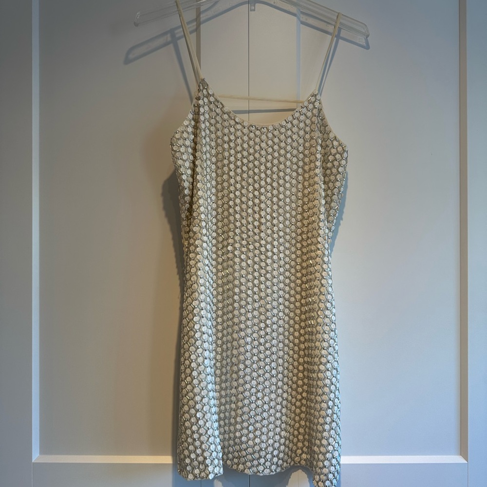 Parker white sequined dress
